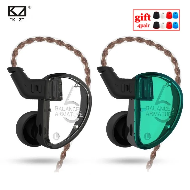 KZ AS06 3BA сбалансированные арматурные наушники вкладыши HIFI Беговые спортивные