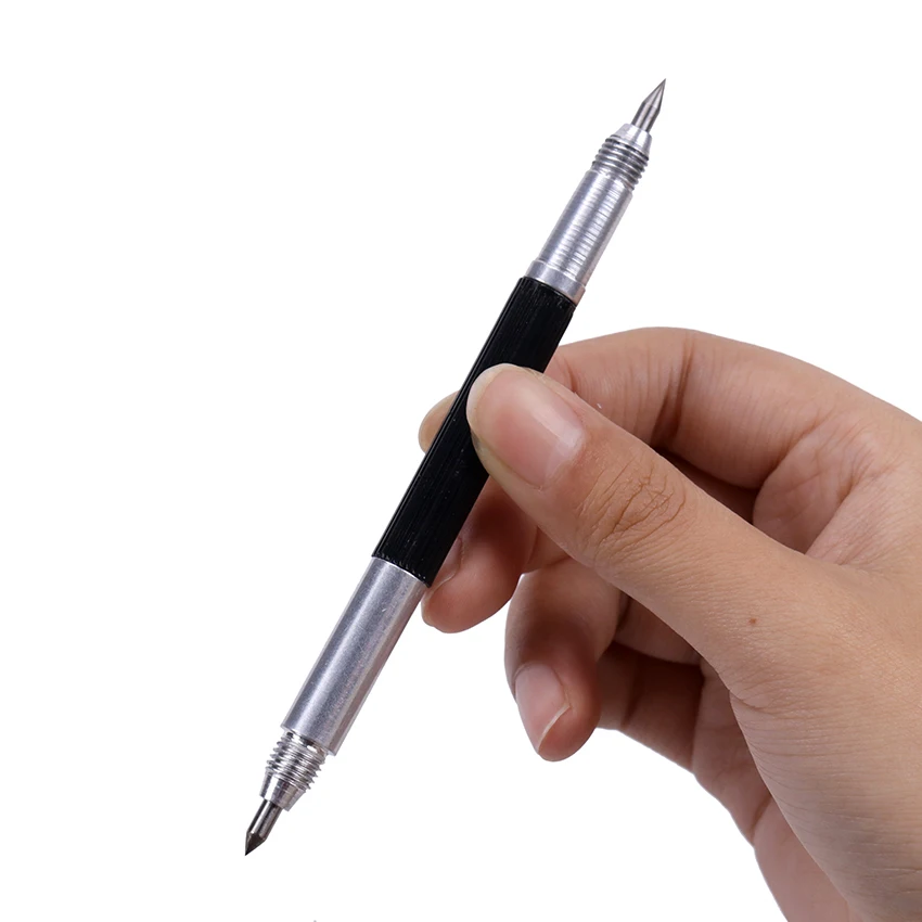 1PC Alloy Tungsten Steel Tip Double End Sharp Scriber Pen Ceramics Glass Shell Metal Construction Marking Tools