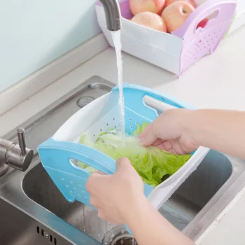 

With Handle Foldable Kitchen Washing Vegetable Basket Fruit And Vegetable Cleaning Box Creative Plastic Sink Storage Cleaning Dr