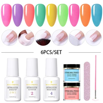 

BORN PRETTY Fluorescent Dipping Nail Powder Set Glow in UV Light 10ml Holographics Dip Nail Glittery Powder Nail Art Decorations