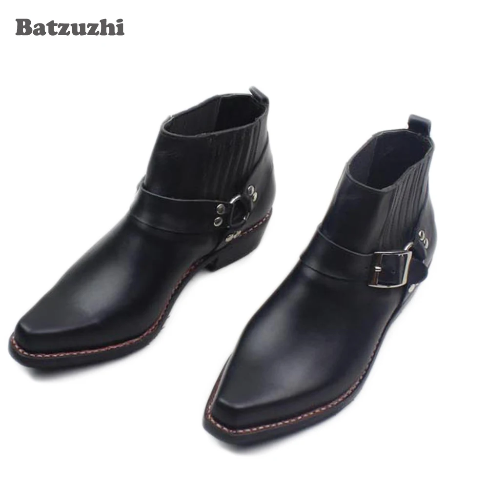 

2023 New Western Cowboy Boots Cowhide Genuine Leather Boots Men Shoes Pointed Toe Real Leather Motorcycle Riding Boots Rock Bota
