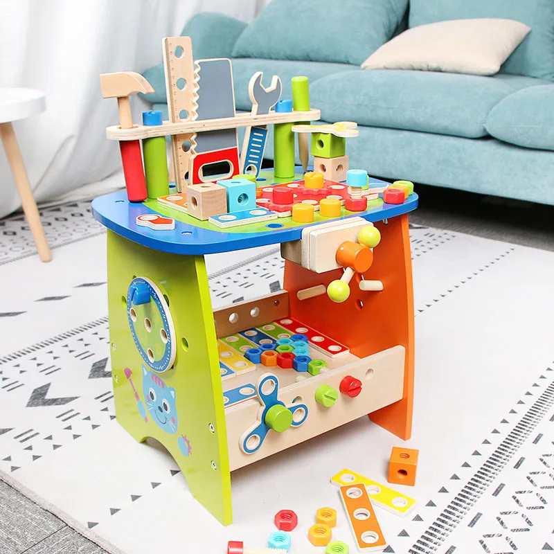 Children's DIY Wooden Disassembly tool table wooden screw nut combination assembly repair simulation toy for Children | Игрушки и