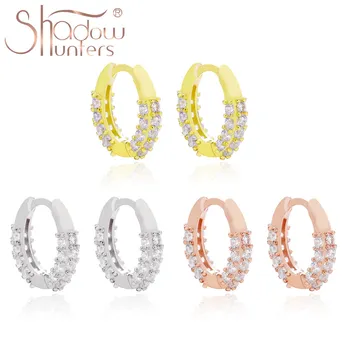 

SHADOWHUNTERS Authentic 925 Round Huggies Earrings For Women Silver 925 Crystal Ear Cuff Sterling Silver Jewelry Making