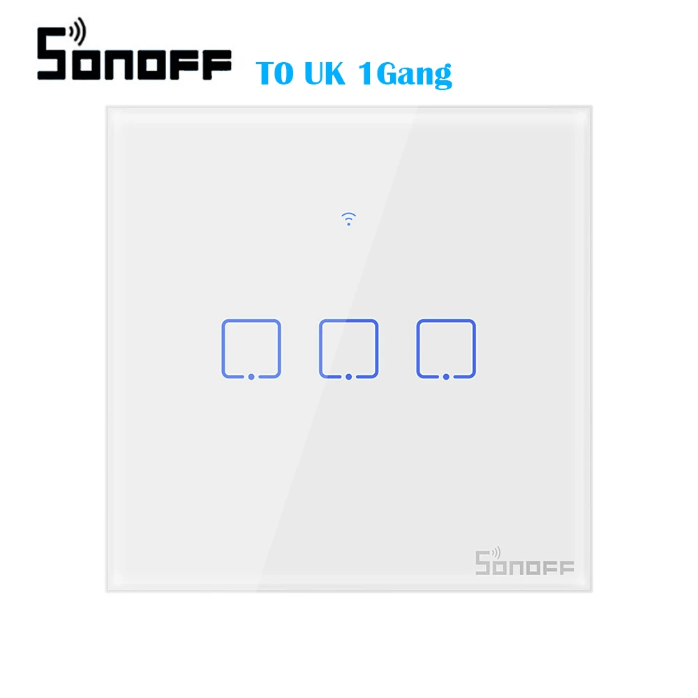 Интеллектуальный выключатель света SONOFF T0 Uk TX-Series 1/2/3 Интеллектуальный переключатель Wi-Fi домашней автоматизации WiFi Настенные переключатели Совместимость с eWelink Google Home Alexa - Комплект: UK 3 gang