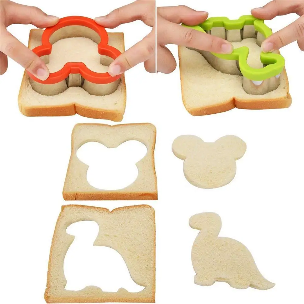 

Sandwich Cutter Bread Cutter Stainless Steel Kitchen Cookie Tool Plastic Handle Heart Mickey Dinosaur Five-pointed Star Model
