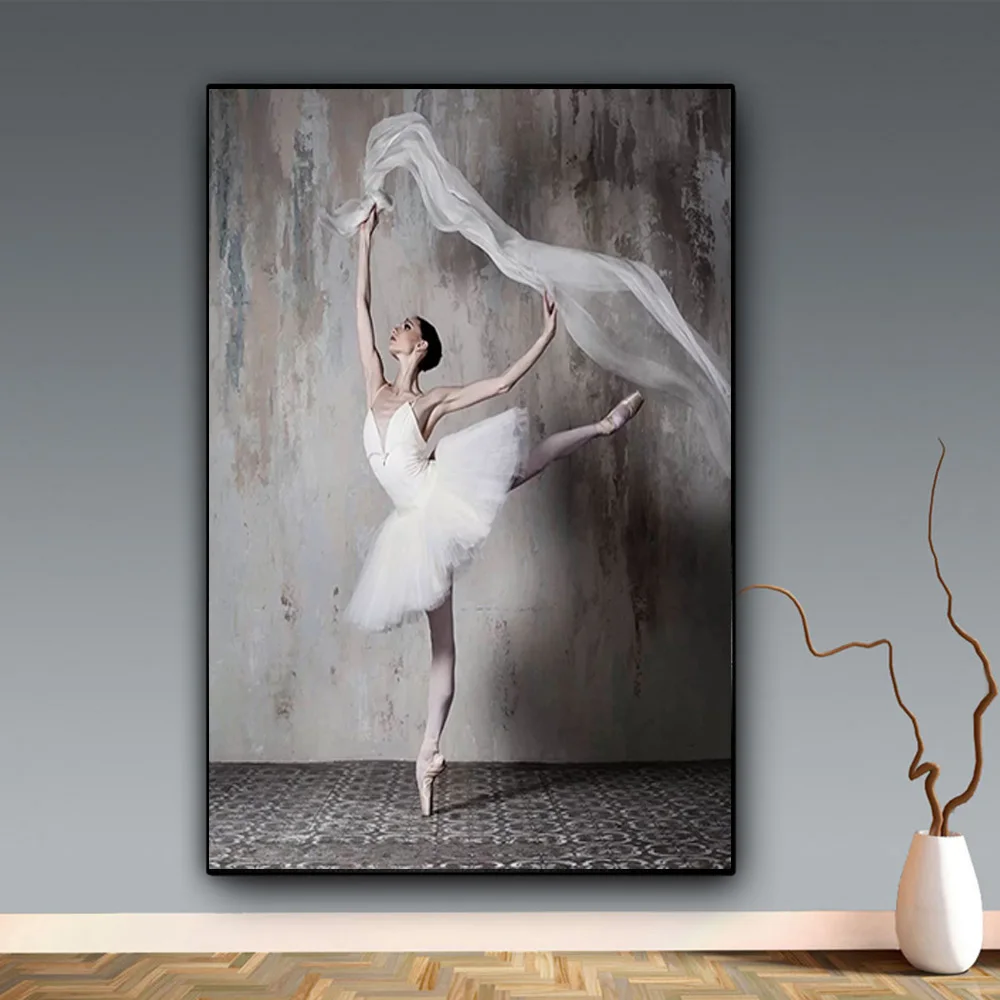 

Retro Nostalgic Ballerina Beauty Pictures Simple Modern Painting Nordic Figure Poster For Living Room Home Corridor Aisle Decor