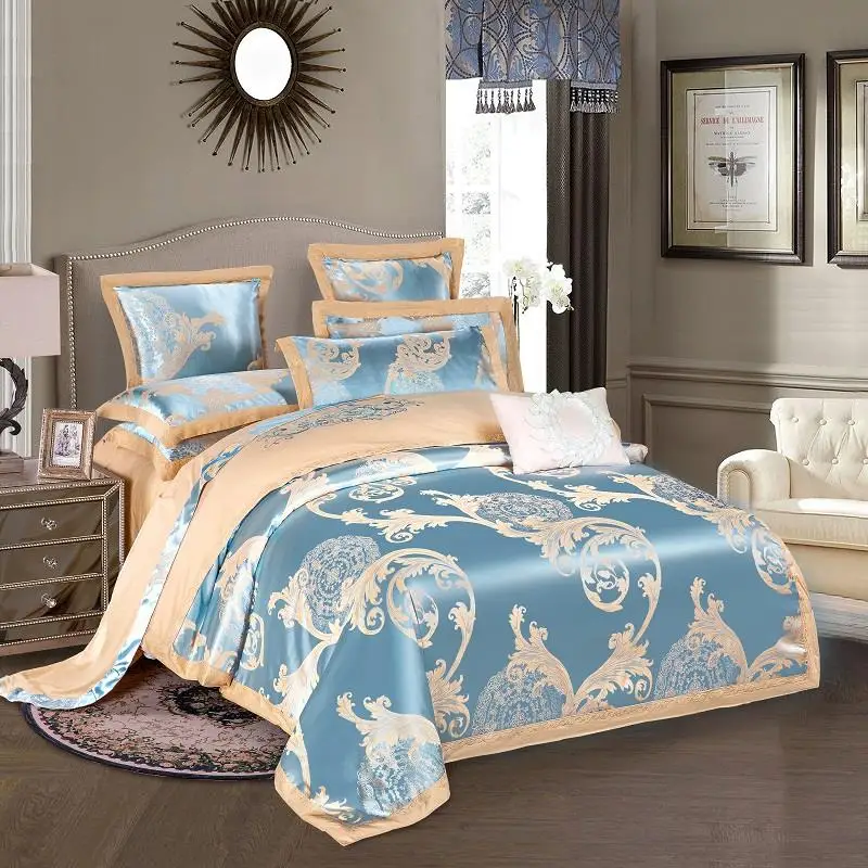 Роскошные изделия keluo Свадебный жаккардовый шелк тутового шелка постельные принадлежности 100% хлопок вышивка в том числе Пододеяльник