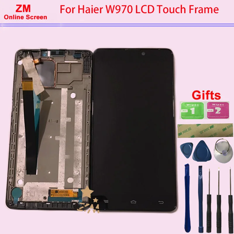 Beste RYKKZ Voor Haier W970 Lcd scherm Met Touch Screen Met Frame Digitizer Vervanging Vergadering Met Gereedschap