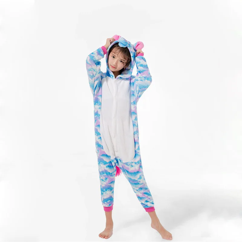 Новые пижамы Kigurumi stitch onesies Рождественская детская зимняя одежда для сна с рисунком животных детские пижамы, белье для детей с капюшоном - Цвет: As shown