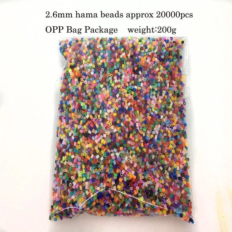 2.6mm Hama perles (20000 pièces + 1 modèle + 3 papier de fer + 2 pincettes) Mini Hama fusible perles bricolage enfants jouets éducatifs unisexe EVA