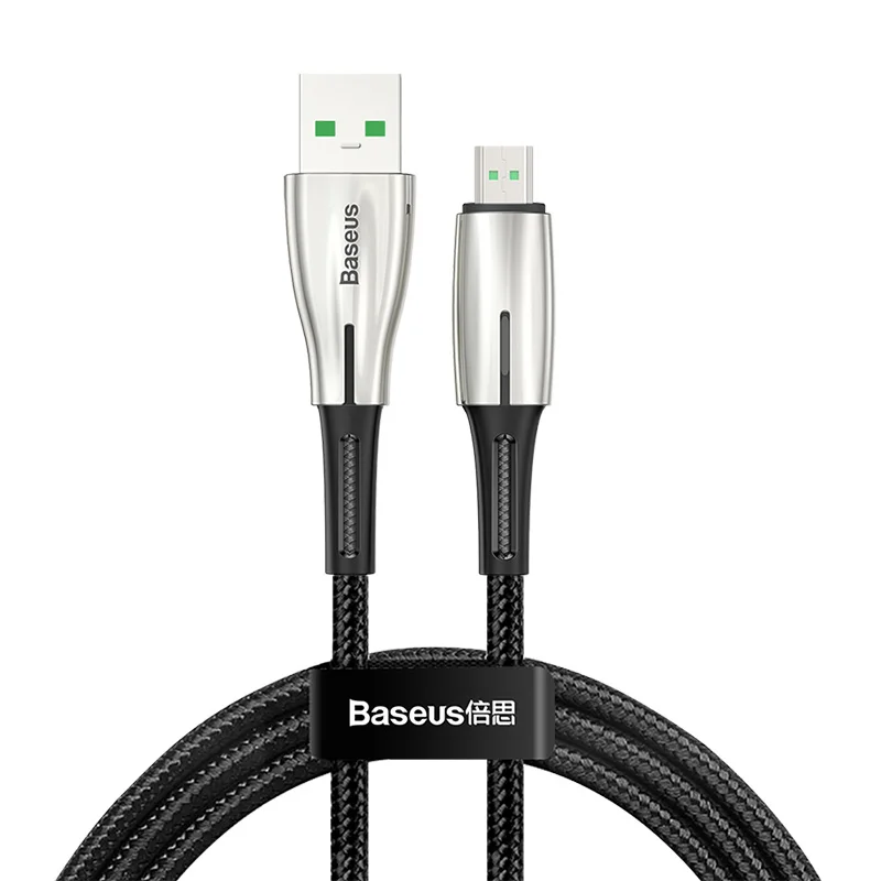 Baseus Micro USB кабель 4A флэш-зарядка для OPPO VOOC Microusb кабель зарядное устройство для samsung Xiaomi Android мобильный телефон провод шнур - Цвет: Black