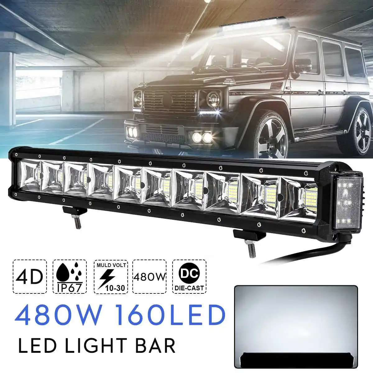 

23" 480W 160 LED Work Light Bar Fog Light Off-Road for Car Truck Pickup Van Wagon UTV Cab ATV SUV For Jeep Truck Bus 4WD 4X4