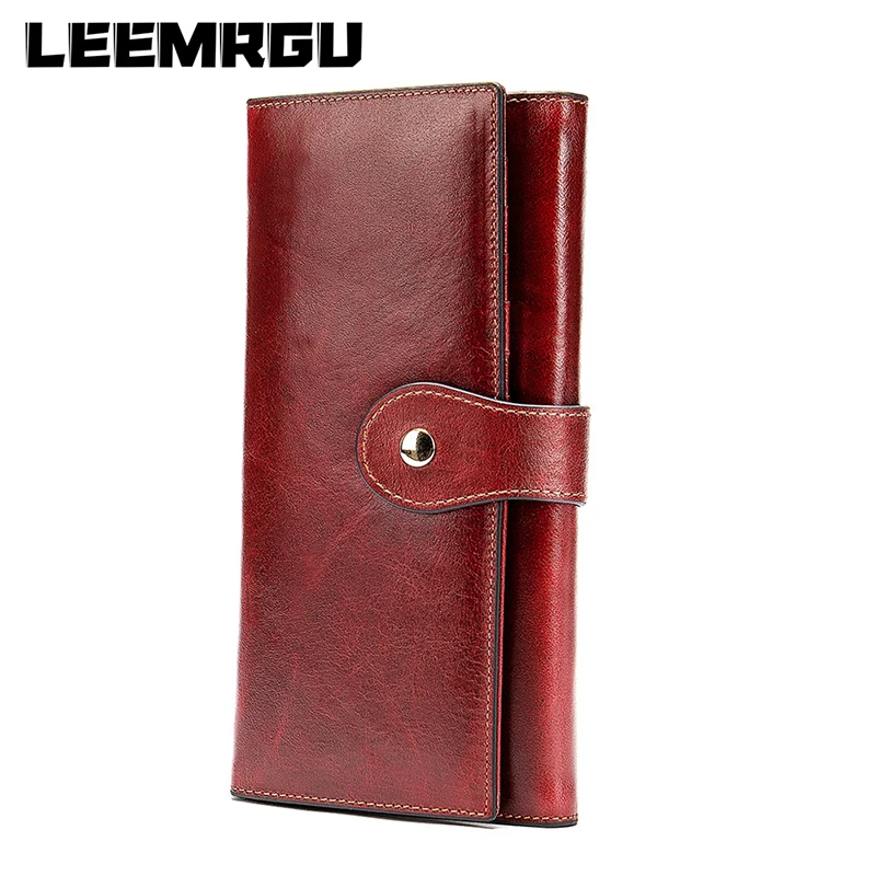 

Fashion lady long multi-function wallet large capacity hand leather leather cowhide leather business card holder coin purse
