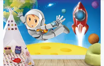 

Custom 3D Photo Wallpaper Hd Cartoon Space Astronaut children room Outer Space Planet Galaxy Rocket Background Mural wall Paper