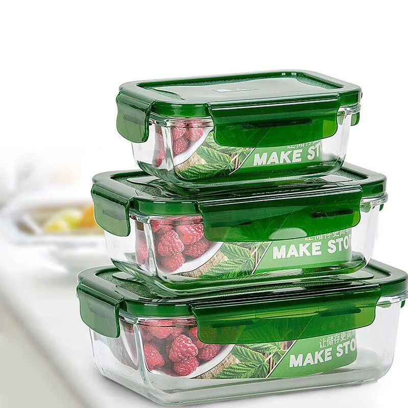 3 шт./подходит для нагревания в микроволновке Ланч-бокс для офисного работника герметичный стеклянный комплект контейнеров для завтрака Круглый с крышкой уплотнение здоровья еды
