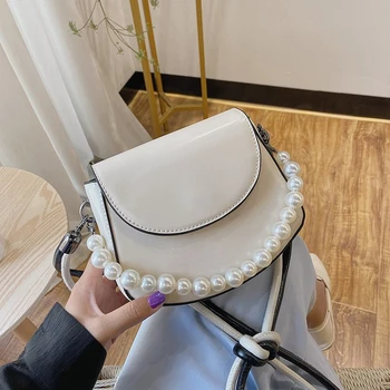 

Fashion 2020 Solid Color All-match High Quality PU Leather Bag For Women Beaded Elegant Travel Luxury Crossbody Shoulder Handbag