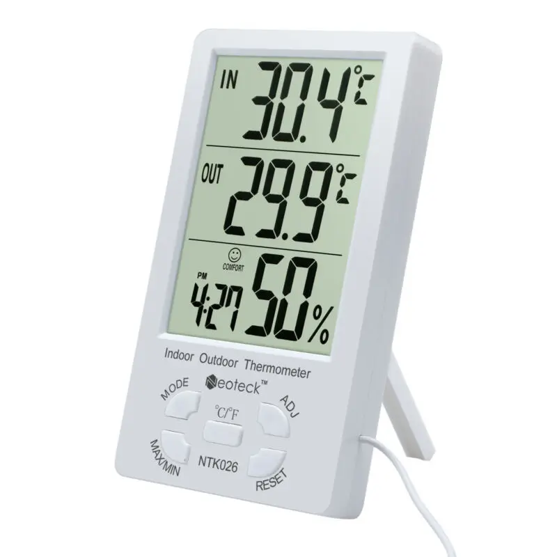

Compact Digital Thermometer White Home Decoration Accessories Weather Indoor Outdoor Hygrothermograph