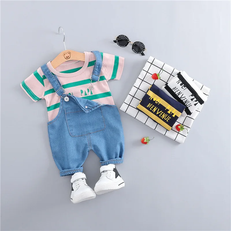 

Baby Spring Clothing Men's 0-1-Year-Old Clothes for Babies Summer Children Western Style Cowboy Suspender Pants Two-piece for Bo