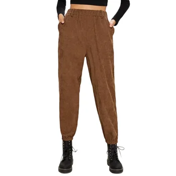 

2020 Spring Autumn Women Corduroy Pants Fashion High Waist Female Harem Pants Streetwear Women Ladies Long Trousers