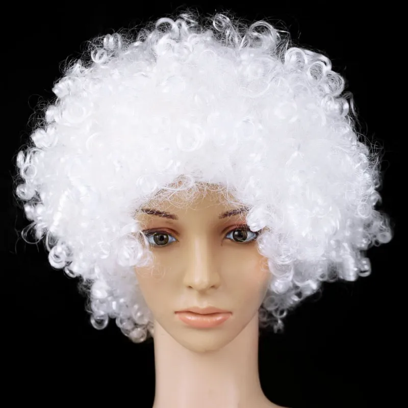 Представление волнистые круглые Клоун парик волос интересные синтетические волосы заявление Клоунский парик косплей волос Рождественская вечеринка - Цвет: Белый