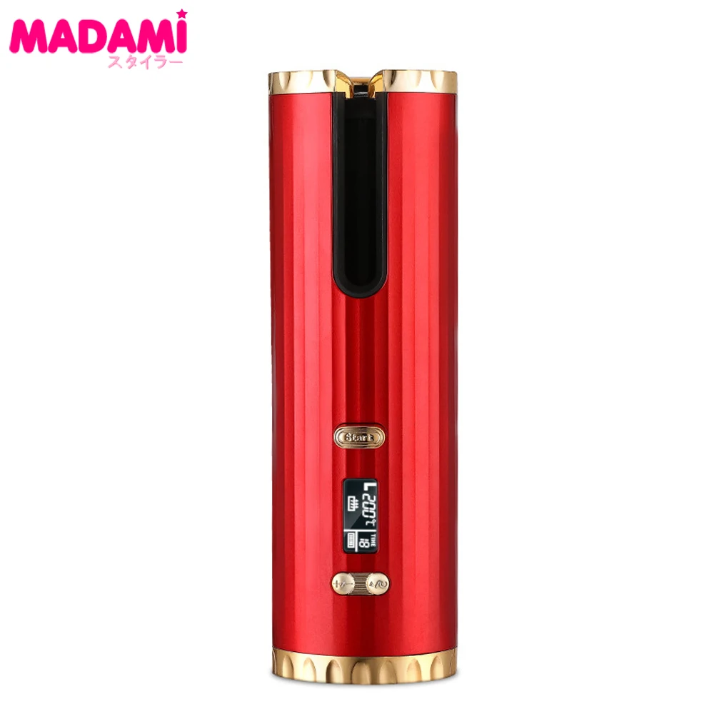 

Cordless Automatic Hair Curler Ceramic Curling Iron Auto Rotate Curls Styler LCD Display Fast Heating USB Charging For Travel