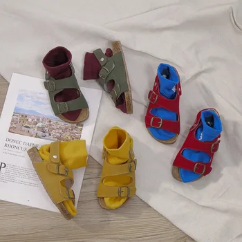 

Fashion Summer Shoes Hook Loop Cork Sandals Breathable Children Sandals Cool Boys Beach Shoes Soft Bottom Casual Shoes Open Toe