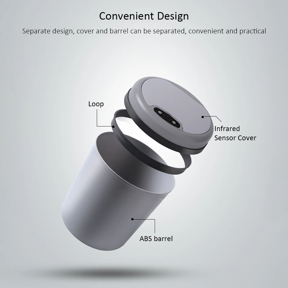 

New Touchless Rubbish Bin For Kitchen Automatic Trash Bin Round Shape Bathroom Rubbish Bins Living Room Trash Can