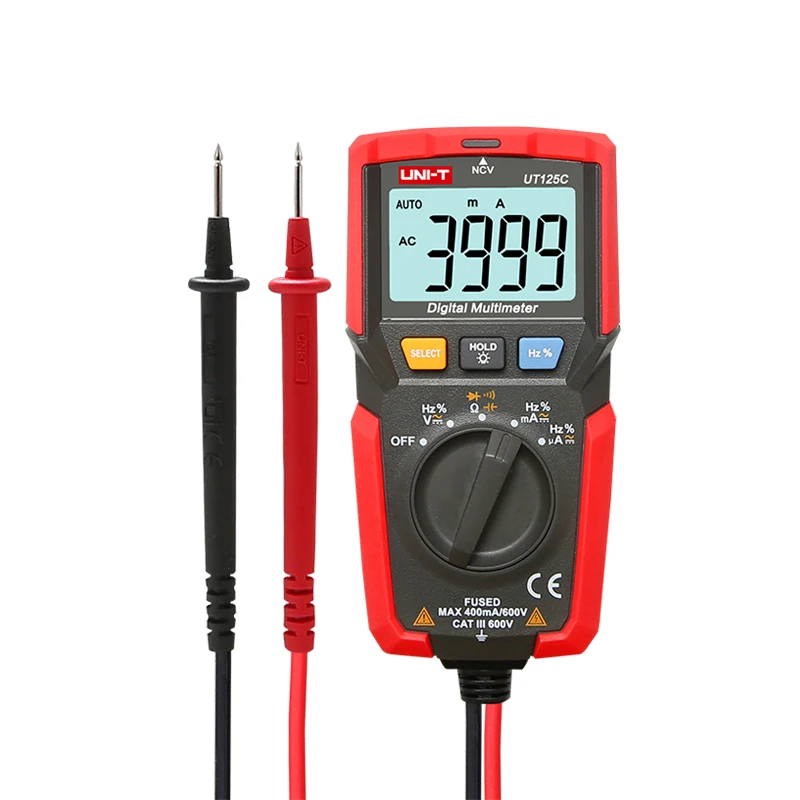 

UNI-T UT125C Handheld Pocket Size Digital Multimeter AC/DC Voltage Tester Resistor Capacitor Frequency Diode NCV Test
