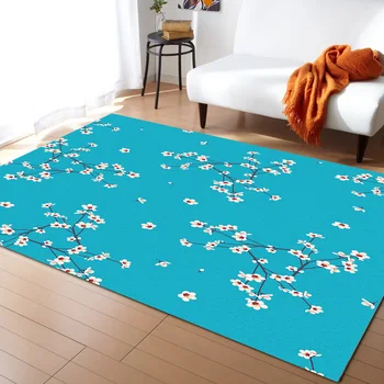 

Spring White Flower Bloom Pattern Carpets for Living Room Bedroom Area Rug Kids Room Play Mat 3D Printed Home Large Carpet