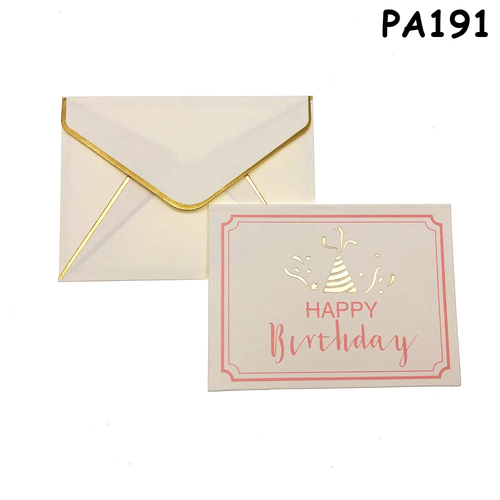 happy birhtday PA191 "Спасибо" простая поздравительная открытка Bronzing конверт для праздничного приглашения с конвертом для благодарения Дню Святого Валентина - Цвет: happy birhtday PA191