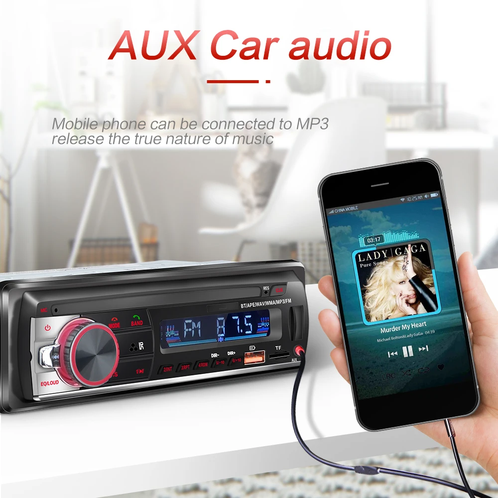 Car Multimedia Player Car Radio Car Radio Player Car Music Player Mp3 Music Player 1 din Car Radio Embedded Stereo Player Bluetooth EQ FM AUX TF 2 USB Multi-Function 1DIN car MP3