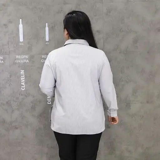 9XL 8XL 7XL 6XL blusas mujer de moda женские блузки рубашки Женская Полосатая Тонкая блузка с длинным рукавом M318