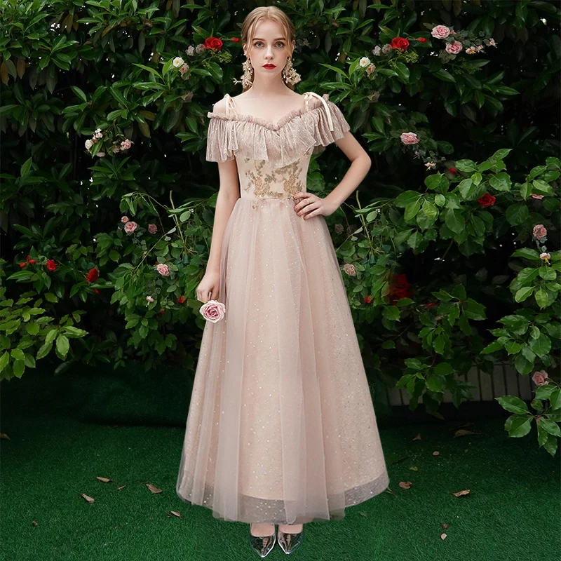 SSYfashion, элегантное платье подружки невесты, с вырезом лодочкой, на шнуровке, сзади, длиной до лодыжки, длинные платья, вечерние, для торжественных случаев, для банкета, на заказ