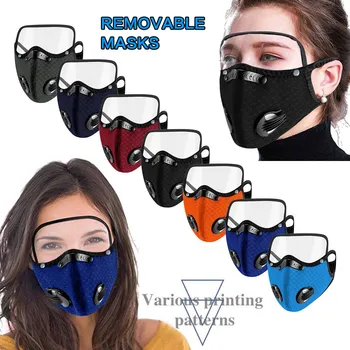 

PM2.5 Breathable Mouth Mask Solid color Unisex Protection Mask Breathable Cycling Mask With Eyes Shield Detachable mascarillas