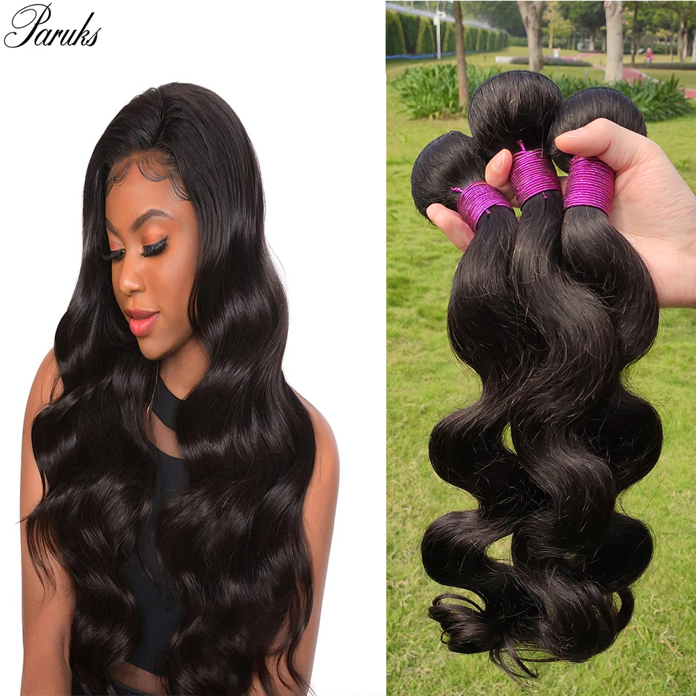 

Paruks Hair Brazilian Body Wave Hair Weave Bundles Natural Color 100% Human Hair Weave 1/3/4 Piece 8-40" Remy Hair Extensions