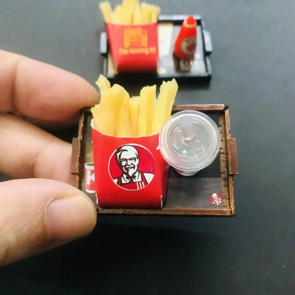1:6 Dollhouse Miniature Fried Chips Mini Cups Fast Food Per Blyth Barbies Bjd Doll Kitchen Play Toys
