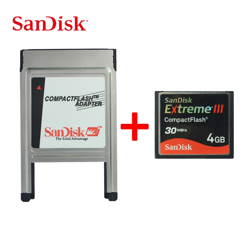 

SanDisk CF Card with CompactFlash Card Adapter 4GB Up to 30MBs Mercedes Benz MP3 PCMCIA Memory card