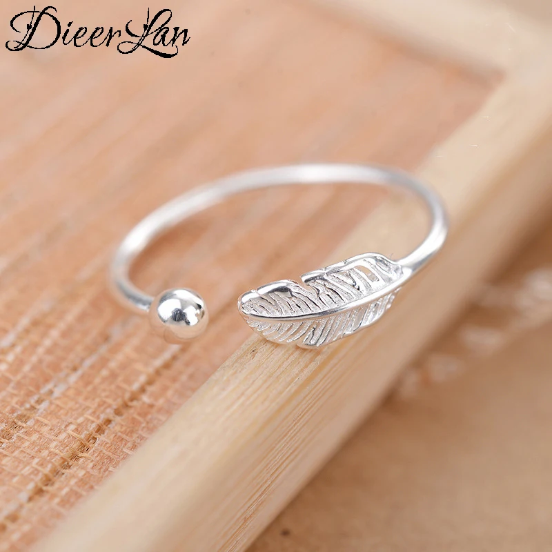 Anillos con forma de plumas de Plata de Ley 925 estilo bohemio étnico, para mujer, boda, boda, Vintage, anillos para regalos de navidad
