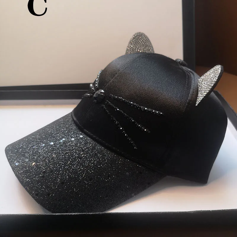 HT308 Для женщин Snapback хип-хоп шляпа с пайетками Черный серый цвет белый бриллиант