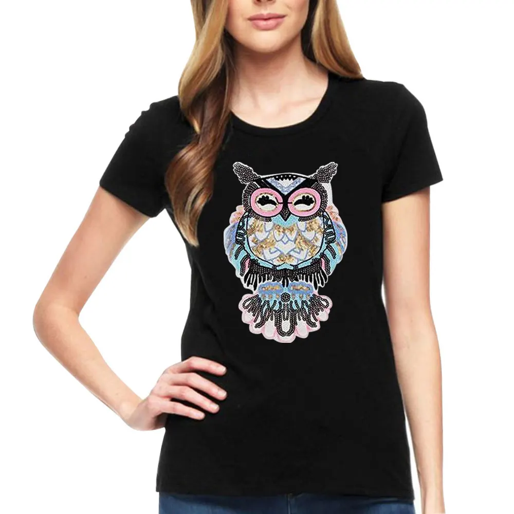 Женская футболка с милым животным дизайном модная вышивкой в виде совы белая