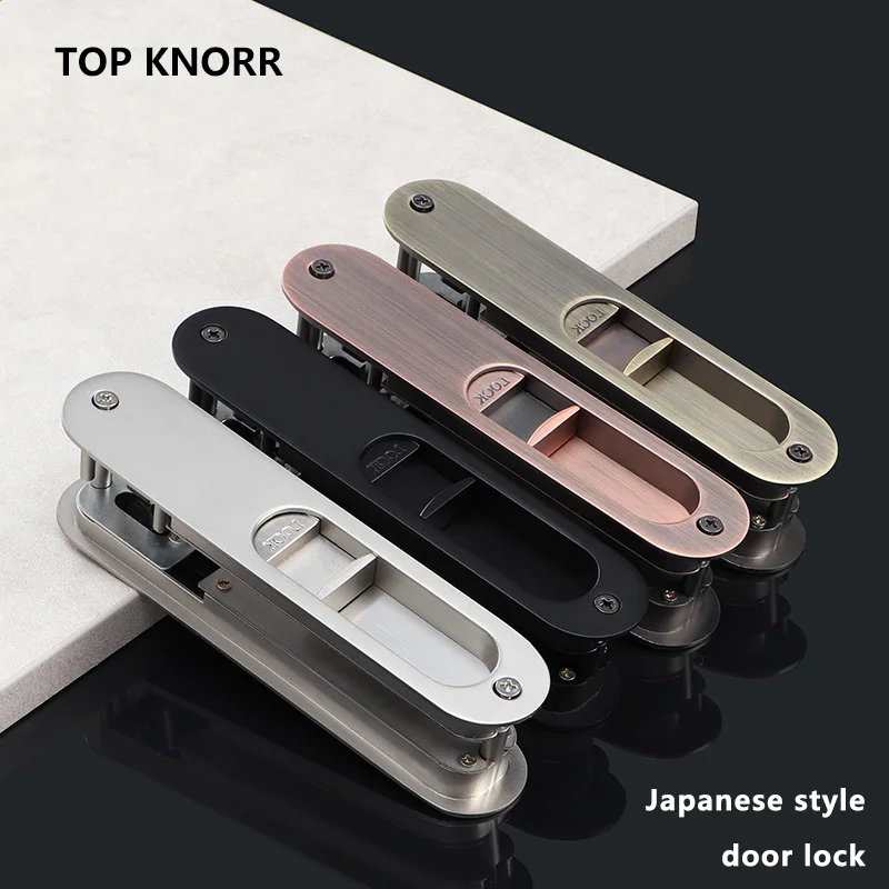 TOPKNORR Sliding Door Lock Hidden Handle Inside Door Lock Modern Anti-Theft Safe Room Wooden Furniture Hardware
