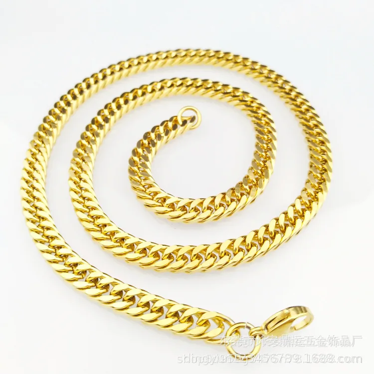 

Necklace Douyin Celebrity Style Titanium Steel Necklace Men And Women-Chain Stainless Steel Double Weave Mill Necklace Ornament