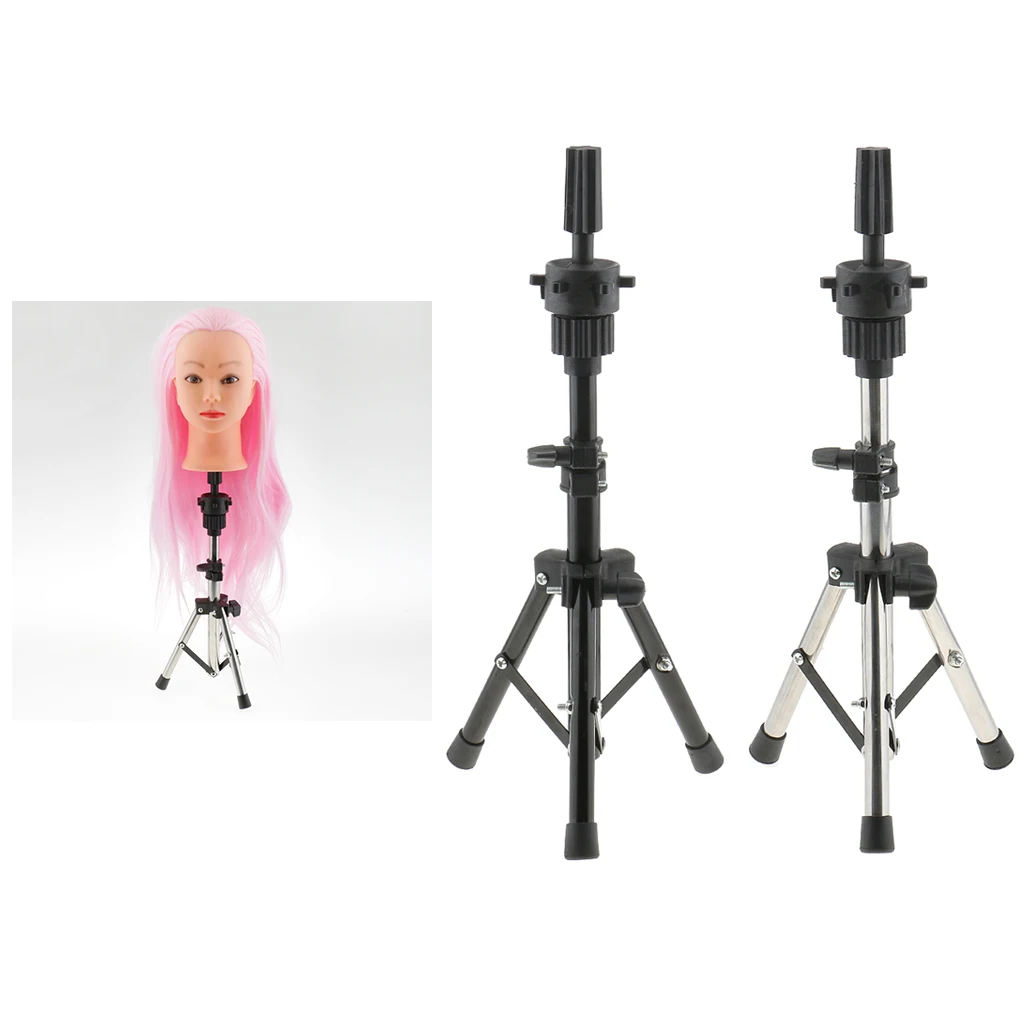 Wig Head Stand Tripod Holder & 23 Inch Canvas Head Wig Making Mannequin with T-pins for Hair Training Braiding Practice