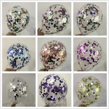

12-Inch/ 10pcs Transparent Sequined Balloon Colorful Aluminum Foil Paper Scraps Balloon Children's Birthday Festival Decoration