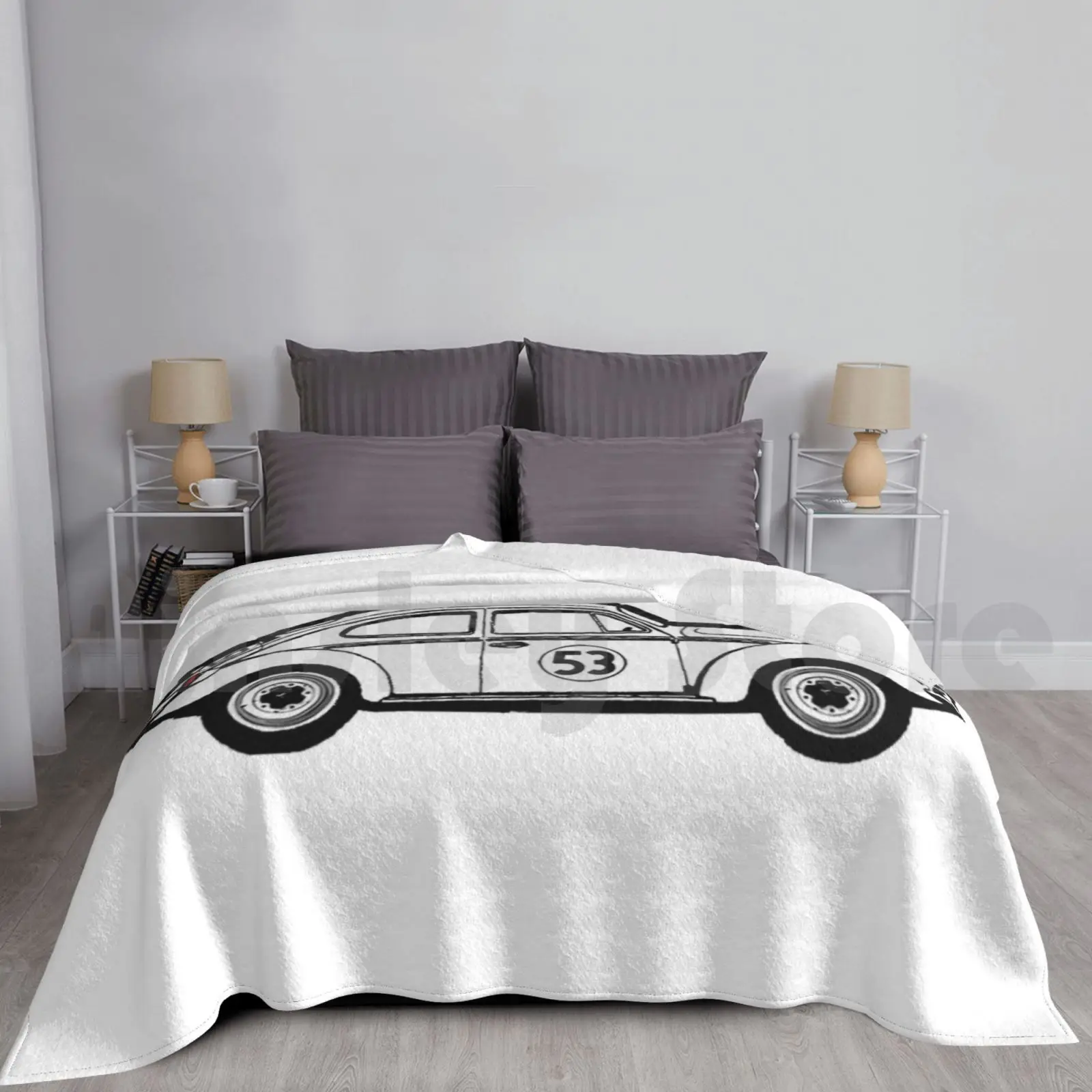 Herbie Line Drawing Coperta Per Divano Letto Travel Herbie Bug Automobile Racecar Famous