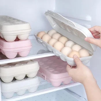 

Egg Storage Box Household Finishing Box Divided Plastic Superimposed With Lid Refrigerator Egg Rack Support Fresh Box