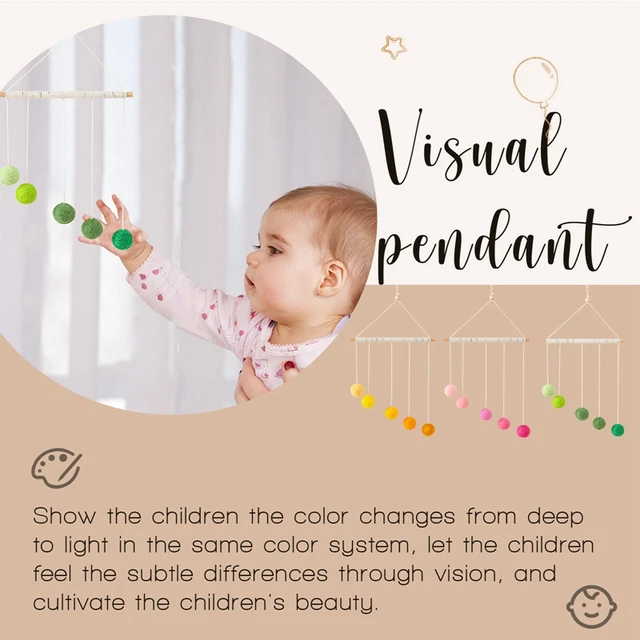 Baby Montessori Plush Ball Mobile Toy Newborn Colorful Hanging Crib Toy Visual Sensory Game Color Cognitive Educational Toys 5