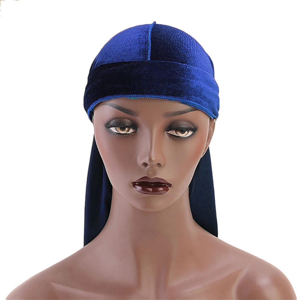 DIHOPE длинный хвост шелковый шарф Мусульманский Doo Rag пиратская шляпа Durag Кепка chemo Череп Шляпа Тюрбан повязка для волос банданы 12 цветов на выбор