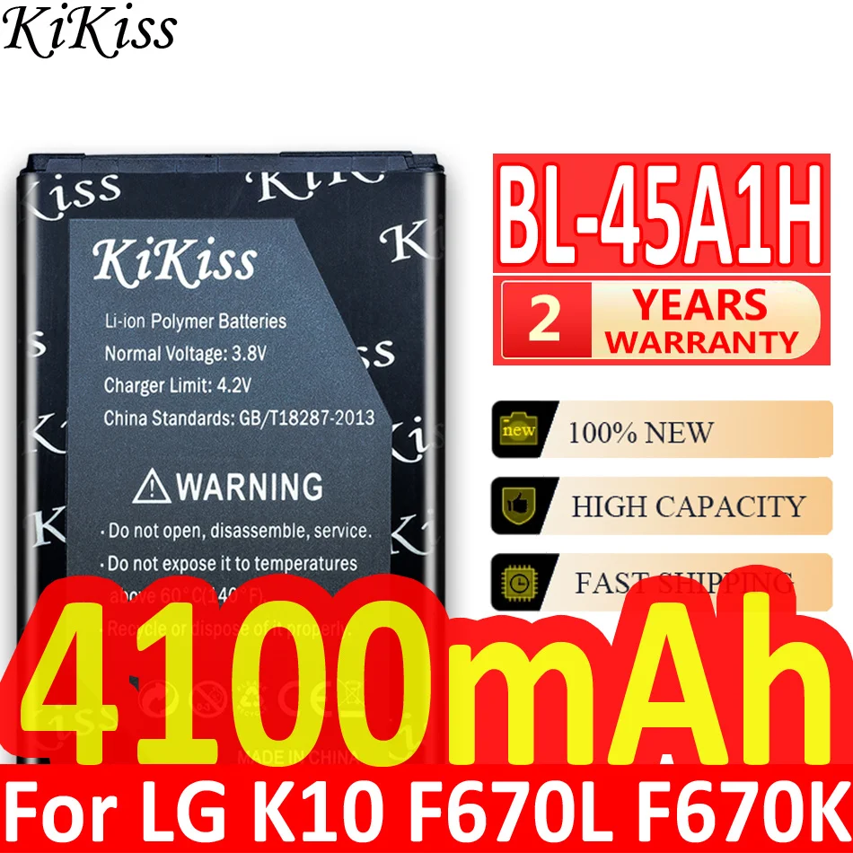 KiKiss Endurable Mobile Phone 4100mAh Battery For LG K10 F670L F670K F670S F670 K420N LTE Q10 K420 Batteries BL-45A1H | Мобильные