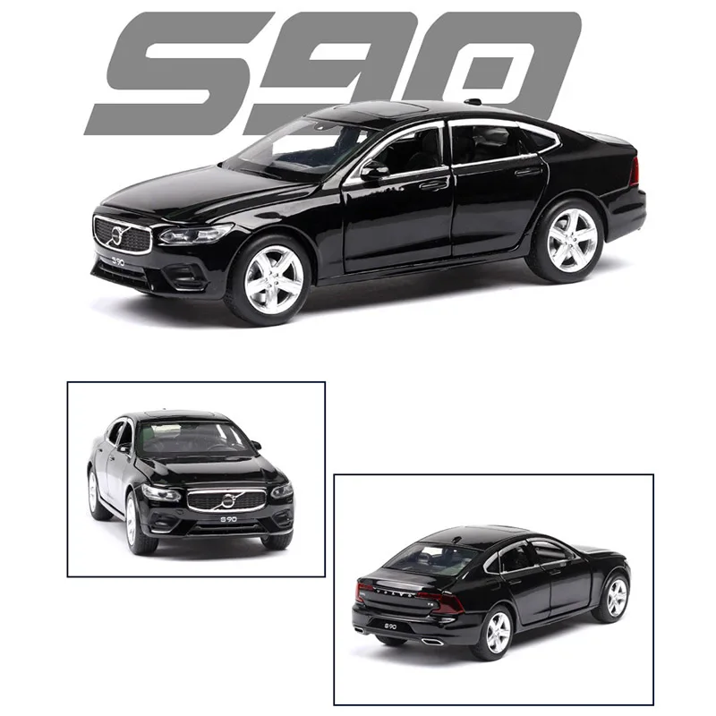 1:32 Сплав модель автомобиля S90 сплав модель для симуляции автомобиля 6 Дверь звук и светильник Вытяните назад игрушечный автомобиль 5 цветов - Цвет: AK-JK823516-BK